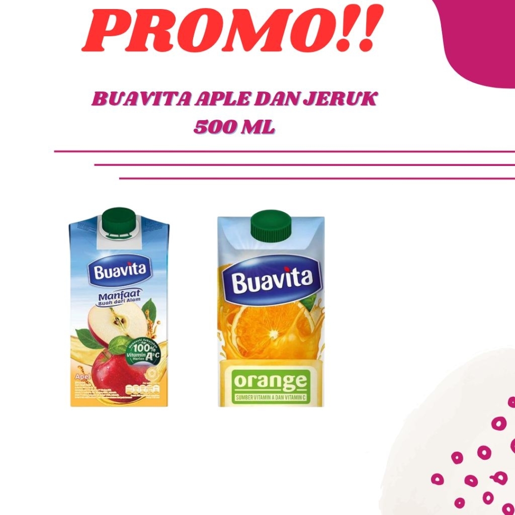 

PROMO!!BUAVITA APPLE DAN JERUK 500ML