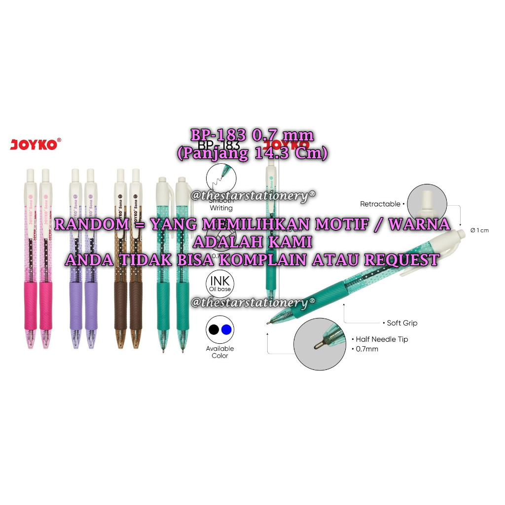

(1 Biji) GROSIR Bolpen JOYKO BP-183 Sona 0.7 mm / Ball Pen Pulpen Pena Joyko BP-183 Sona (1 Biji)