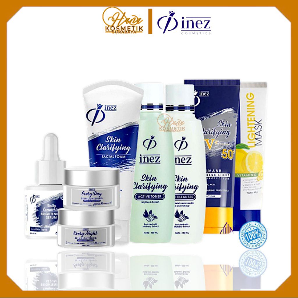 INEZ Paket Lightening Series For Brightening | Glowing Skin | Basic Skincare - Paket Pencerah Wajah 