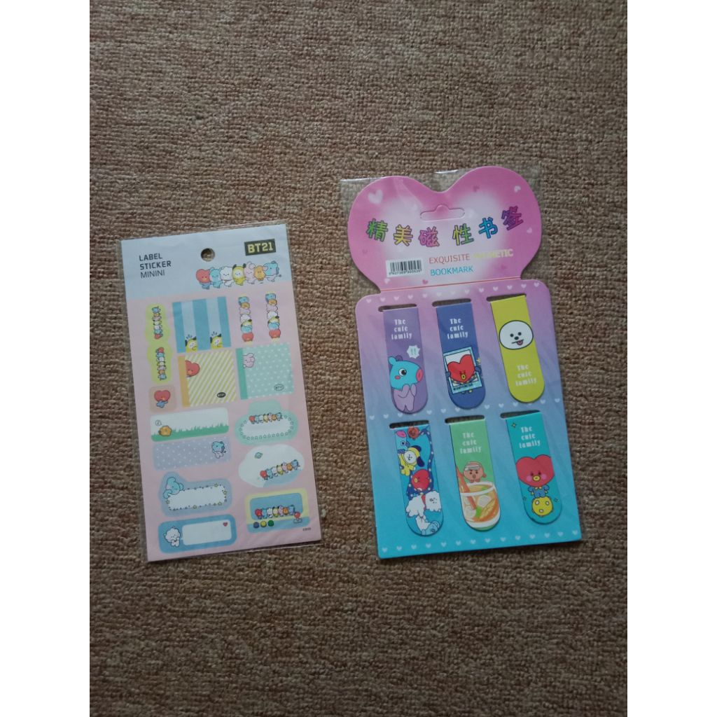 

Paket Label Sticker Baby BT21 & 6pcs Bookmark Pembatas Buku BT21 BTS
