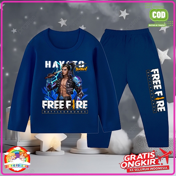 Baju Tidur Anak Cewek Motif Free Fire Hayato FF Setelan Panjang Anak Perempuan Piyama Anak Ukuran S 