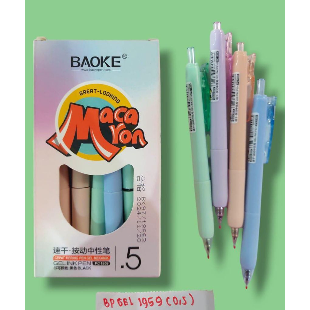 

12PC BAOKE GEL PEN PC 1959 HITAM 0.5/CETEKAN/ PULPEN TINTA/ GEL INK PEN