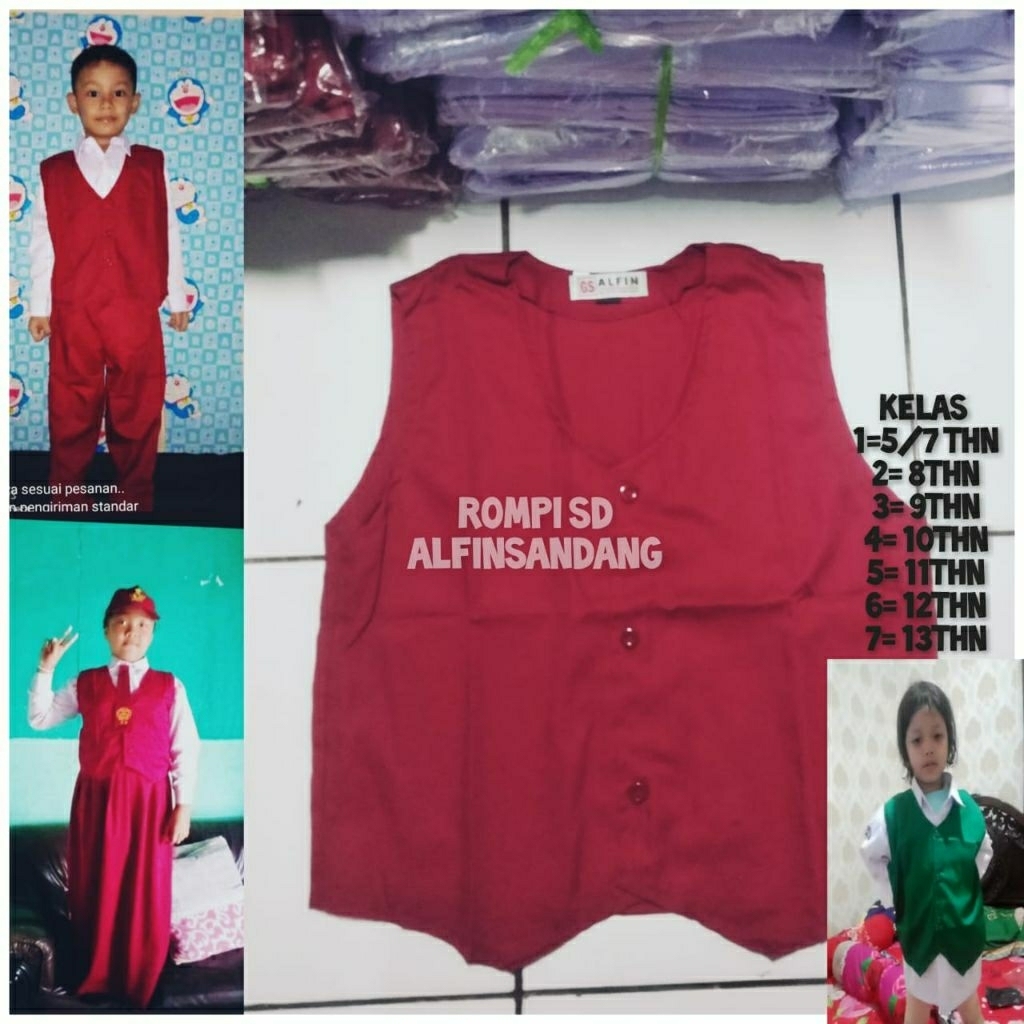 SERAGAM SEKOLAH SD ROMPI SD WARNA MERAH