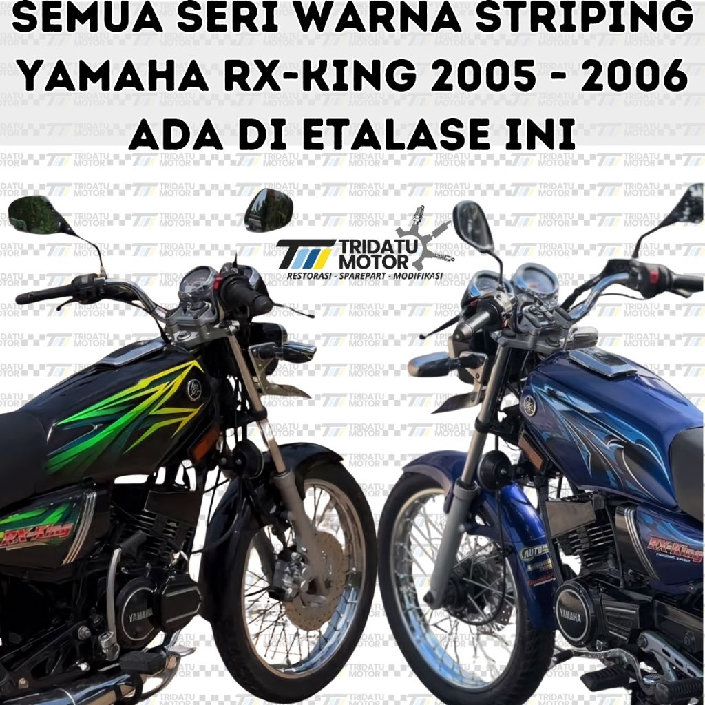 STRIPING YAMAHA RX KING HIJAU BIRU HITAM 2005 STICKER RX-KING BIRU HIJAU 2005 BERLAMINASI KUALITAS O