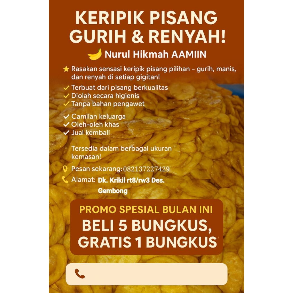 

KRIPIK PISANG MADU KARAMEL 250gr