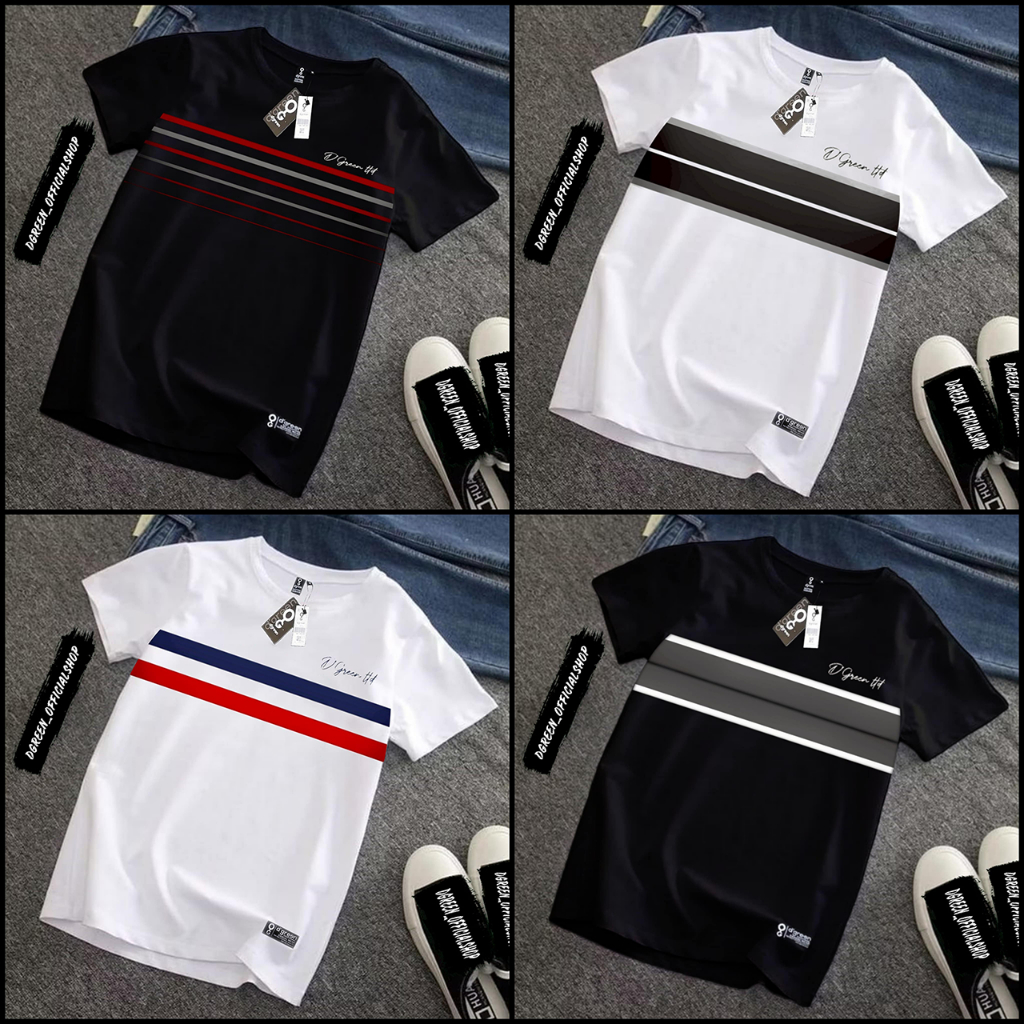 [Terbaru] kaos Dgreen pria wanita Original Garis-garis Free Sticker / kaos pria distro original / ka