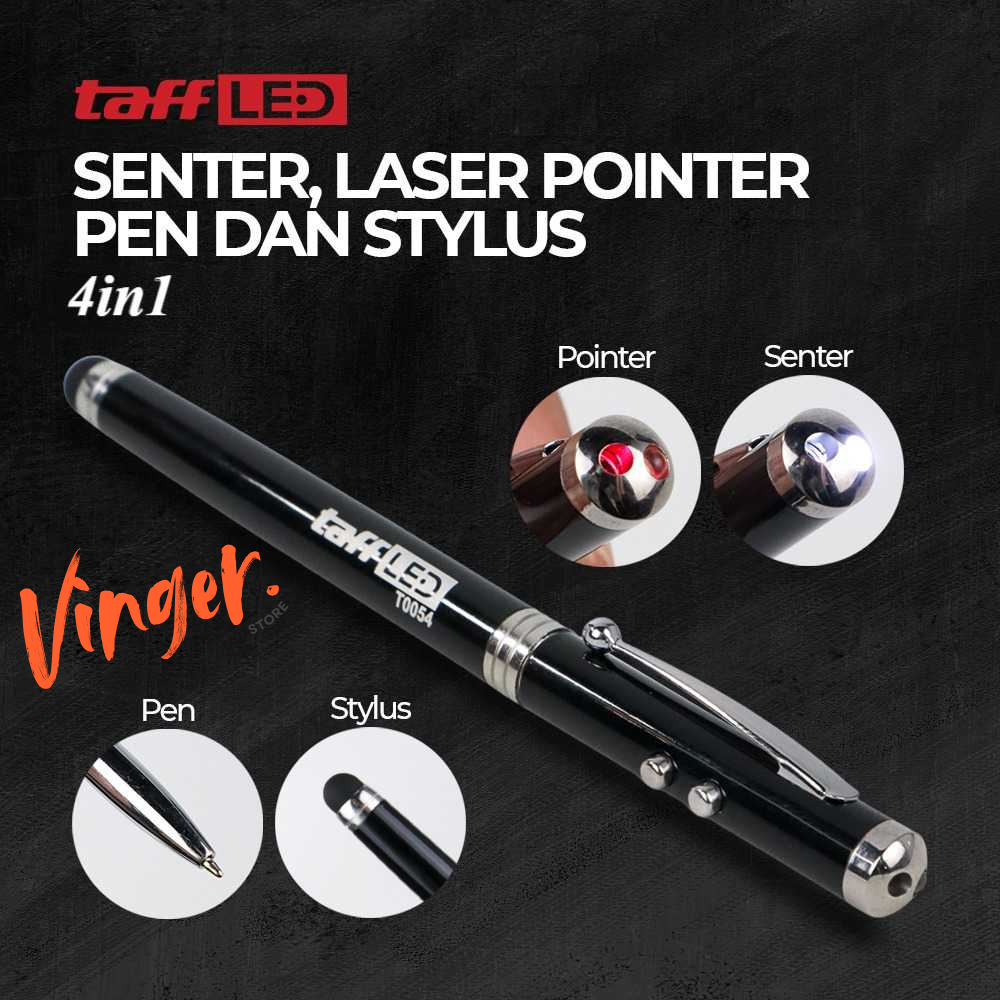 

Pulpen 4in1 Senter Laser Pointer Pen dan Stylus Tinta Hitam