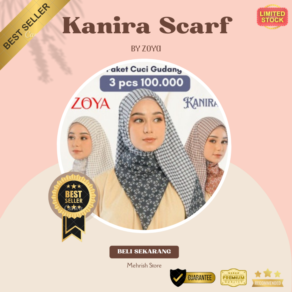 CUCI GUDANG KANIRA Scarf Zoya 100% ORI - Kerudung Hijab Segi Empat Scarves Motif Voal Printing Promo