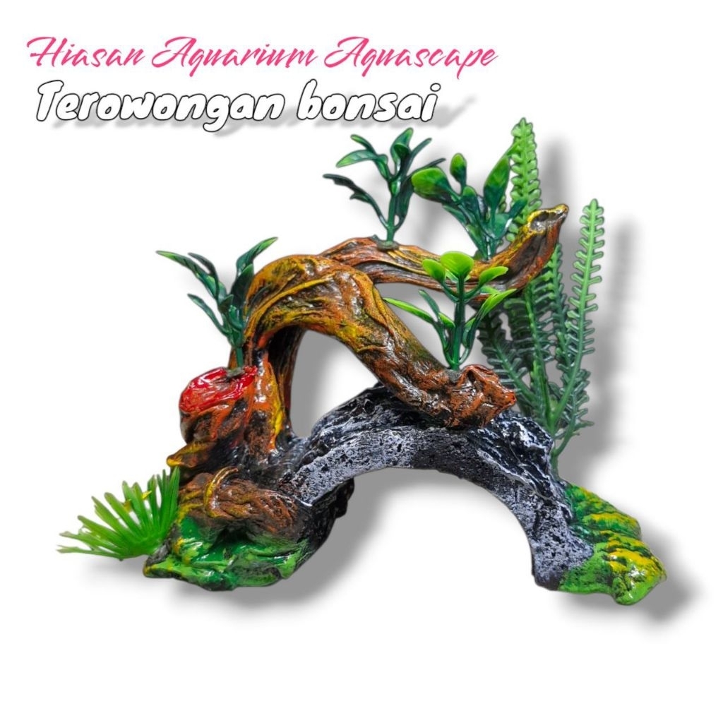 Hiasan ornamen dekorasi Aquarium Aquascape Terowongan Bonsai Rumah Ikan