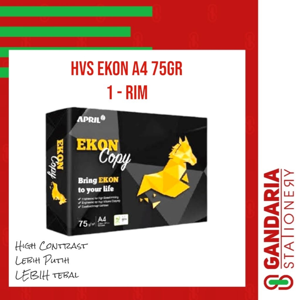 

Kertas Hvs Ekon Copy Paper A4 75gsm 1 Rim Instant / Sameday / COD