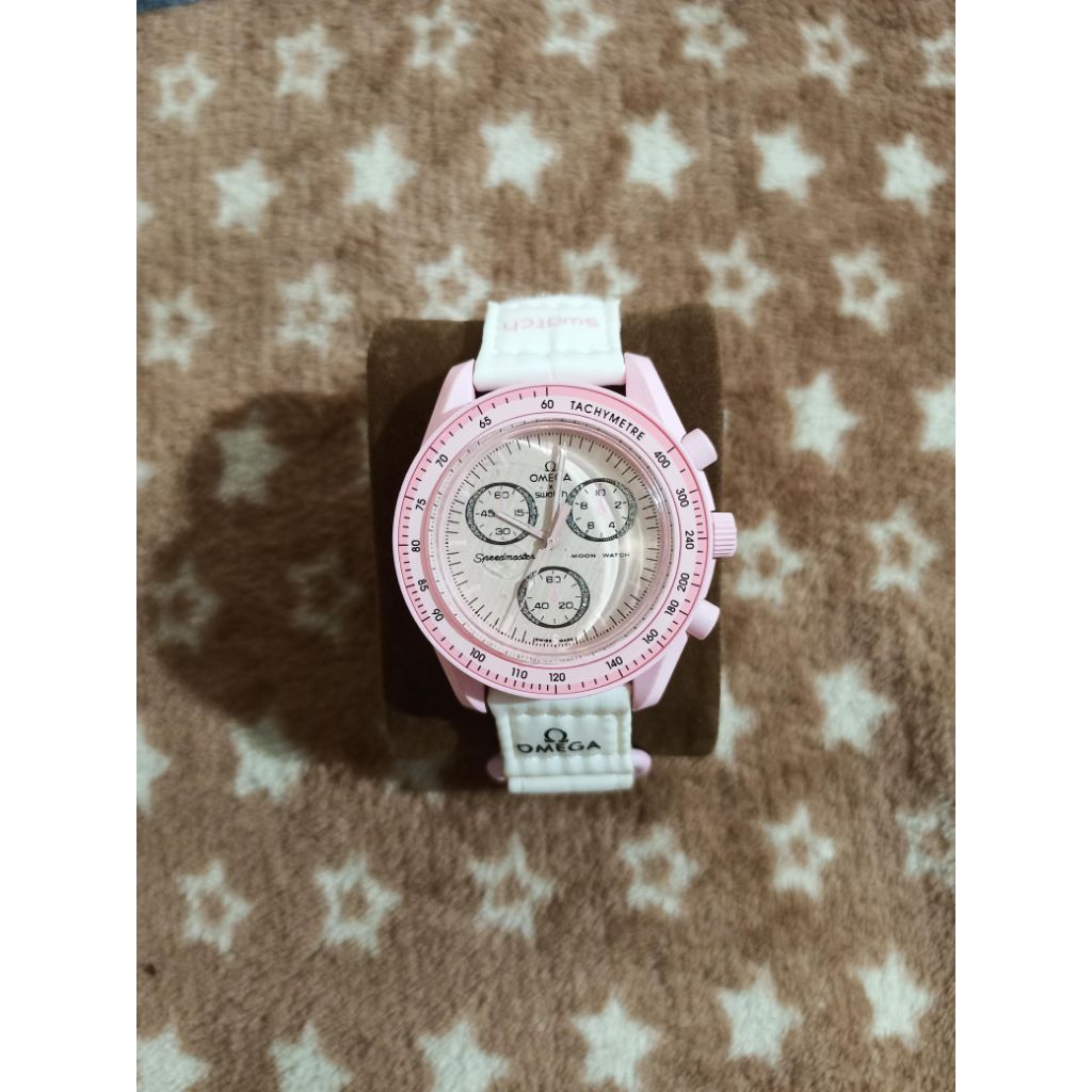 omega swatch mission planet jam tangan wanita - pink 1120 H8V54