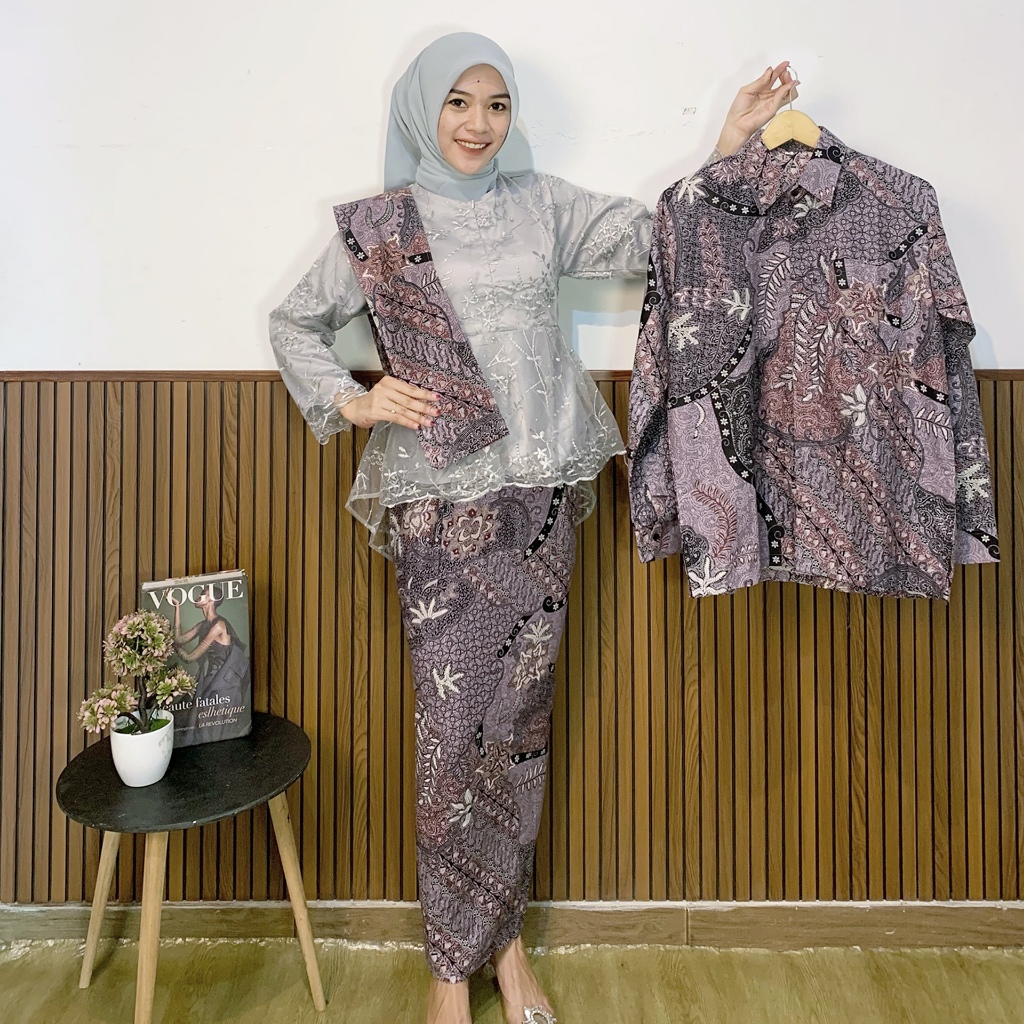 PROMO TERMURAH | Nayaka Batik - Couple Annabel Pinguin Tille Lengan Panjang Set Batik Couple Modern 