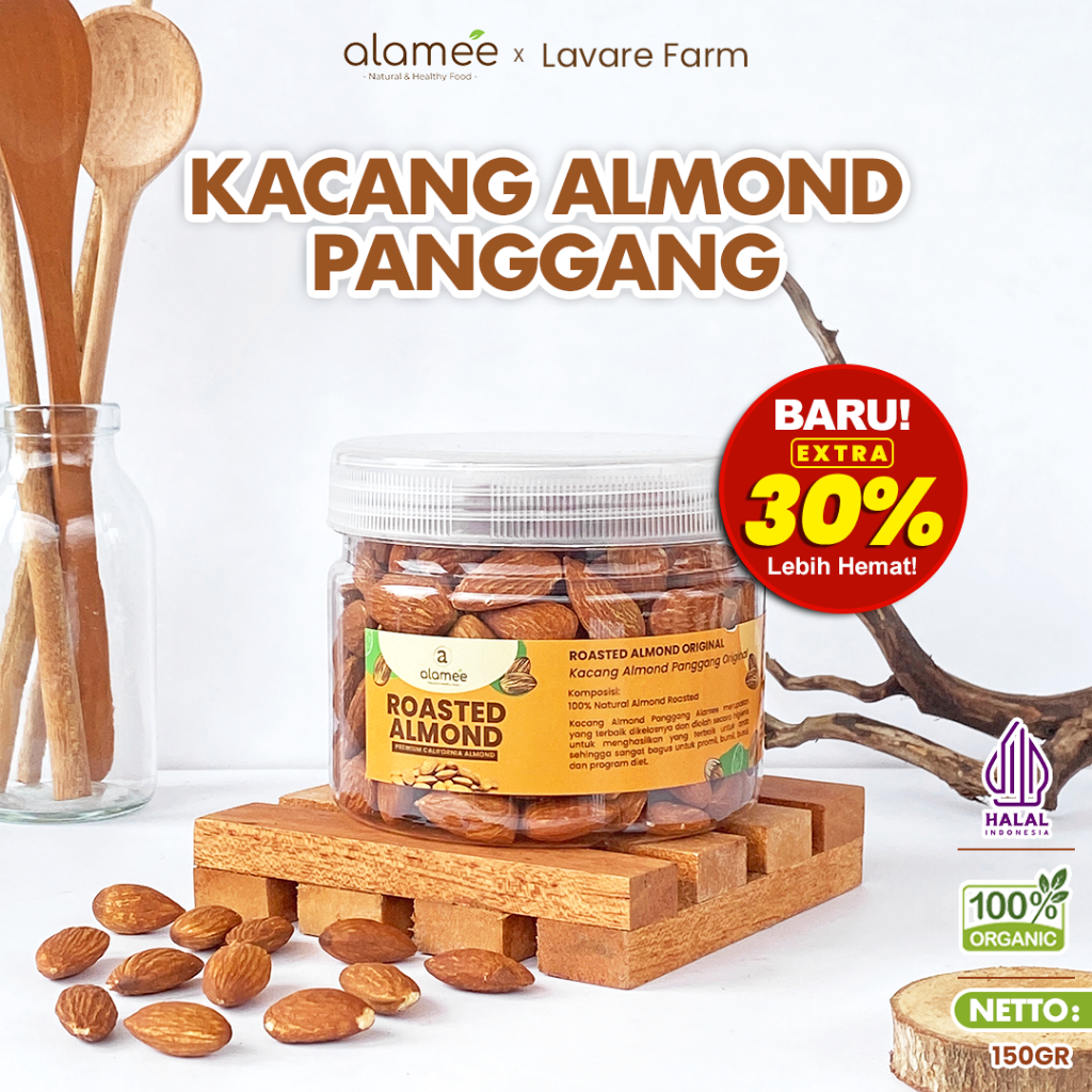 

ALAMEE Kacang Almond Panggang Natural Roasted Roast Almon Oven Siap Makan Grade A 150 Gram buma