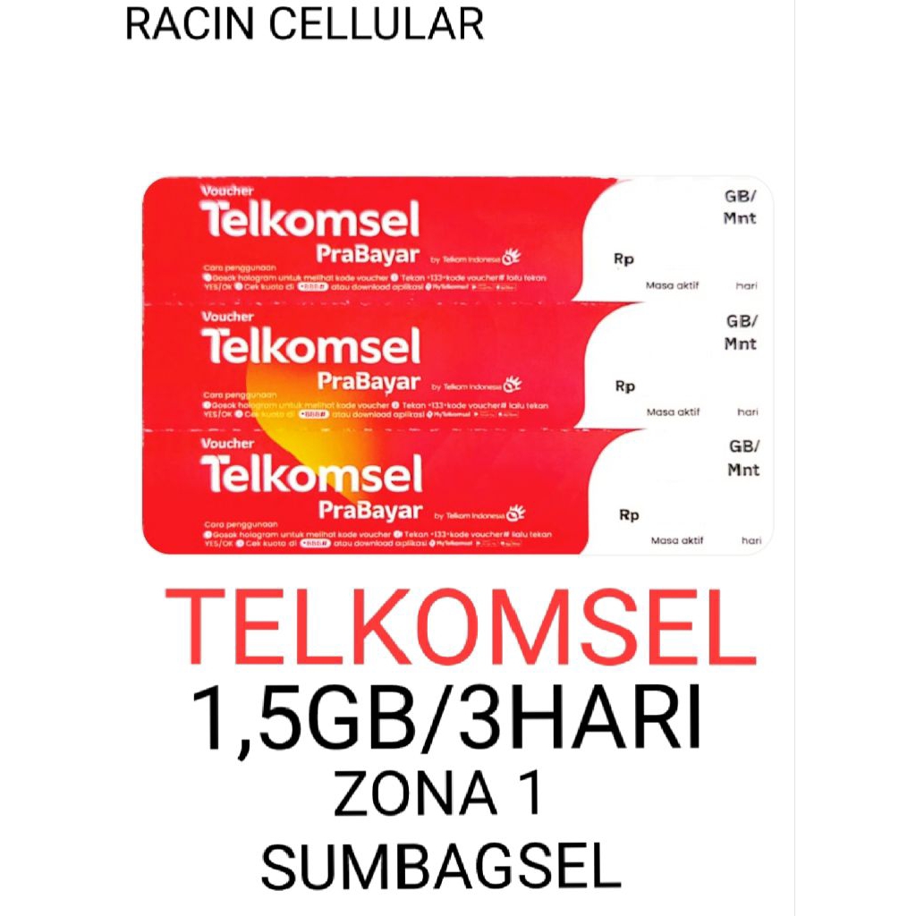 Voucher Telkomsel 1,5GB/3Hari(ZONA1SUMBAGSEL)