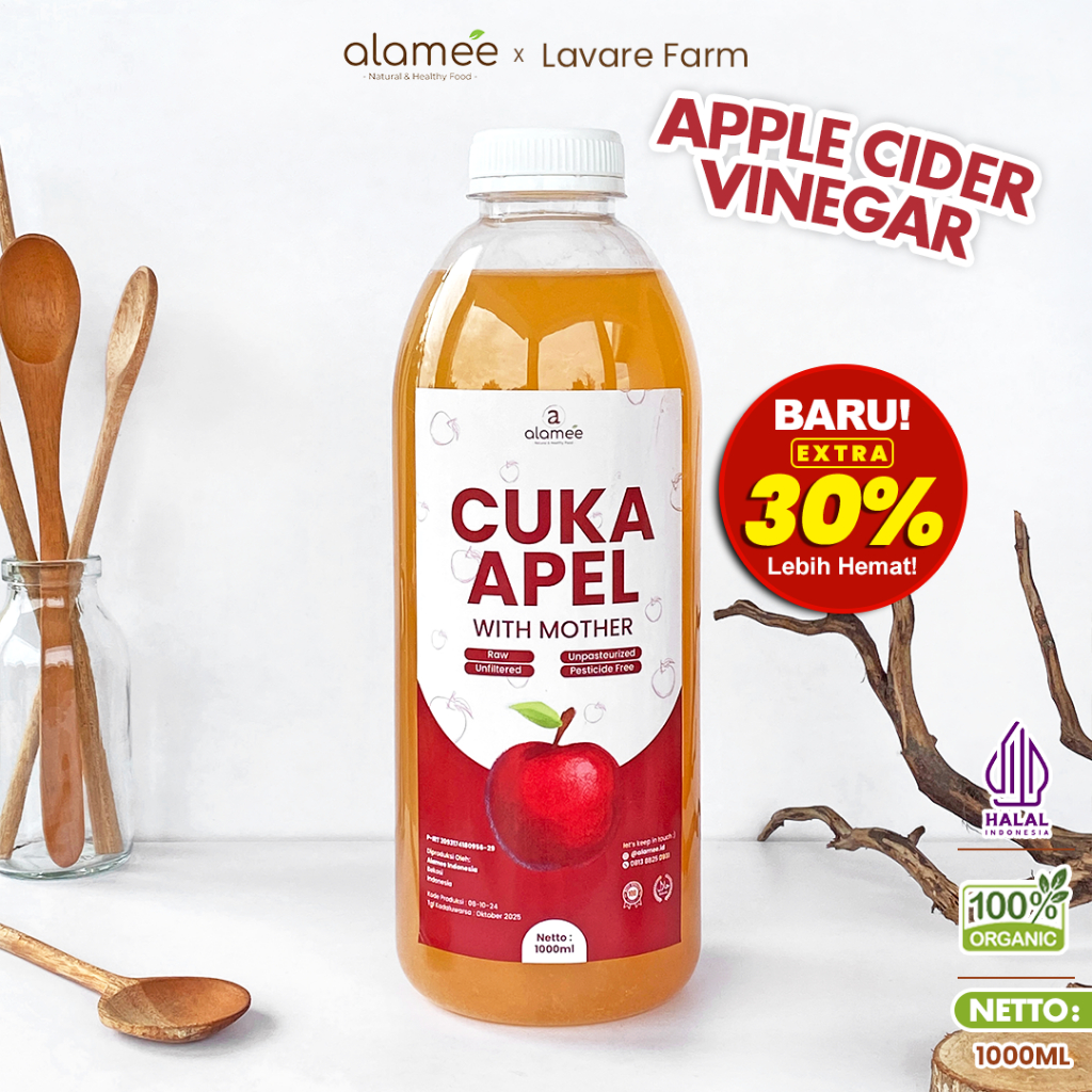

ALAMEE Cuka Apel With Mother Apple Cider Vinegar Original Organik Vinega Sari Buah 1000ml BUMA