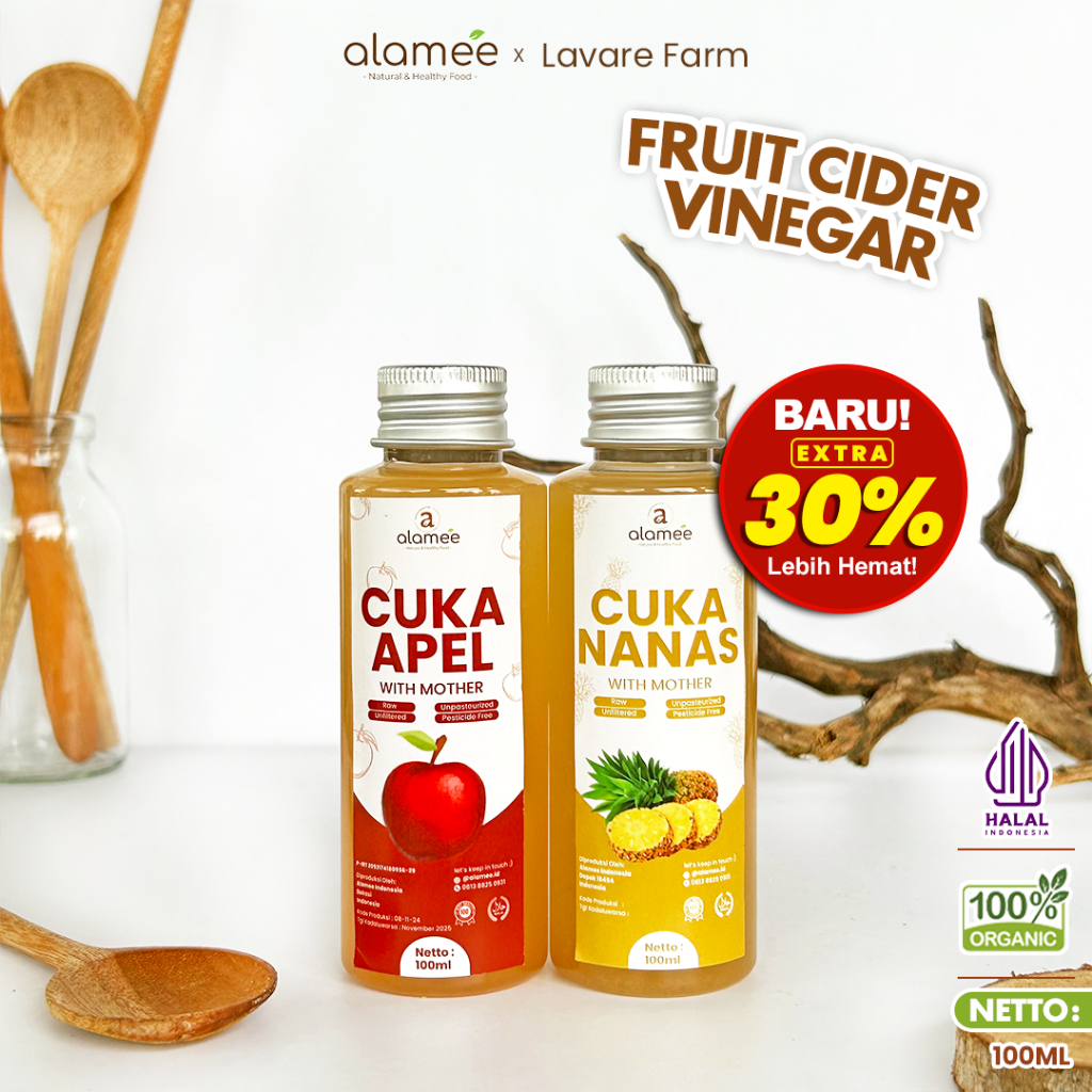 

ALAMEE Cuka Apel Nanas Original Vinegar With Mother Organik Pine Apple Cider Vinegar 100ml BUMA