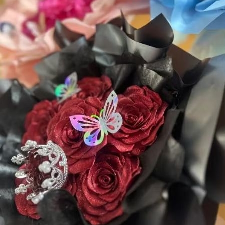 BUNGA MAWAR SATIN SATUAN