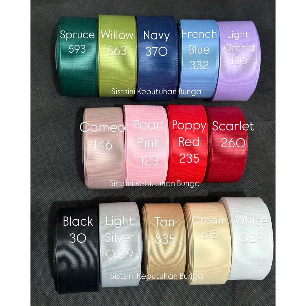 

Pita Grossgrain Import Lebar 4 cm Panjang 20 Yard Pita Salur Pita Bouquet Pita Hampers