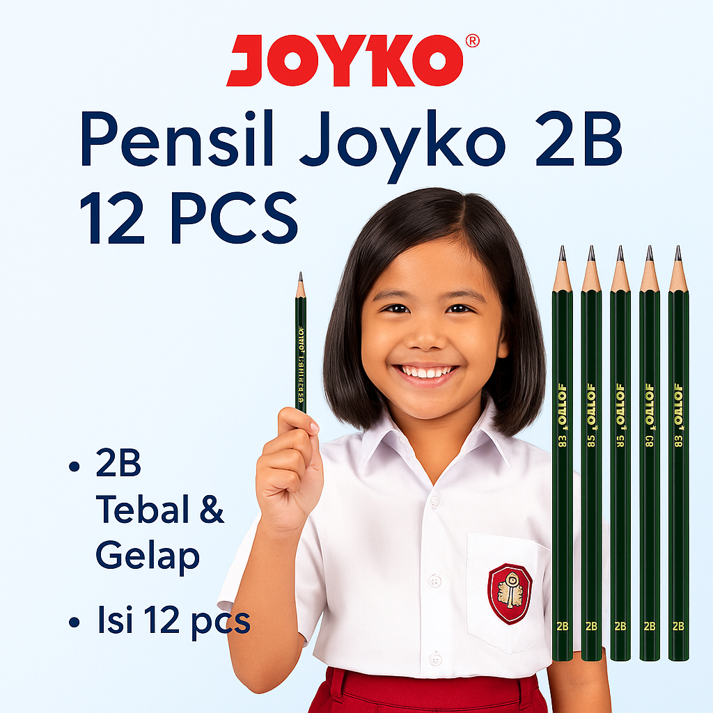 

Pensil 2B isi 12 PCS Per Box Joyko P-8126G Cocok Untuk Ujian Komputer
