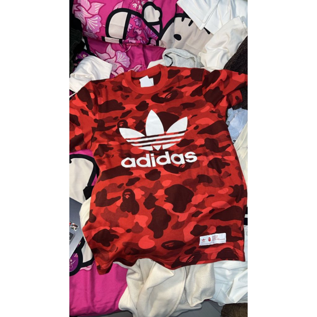 A Bathing Ape x Adidas red camo tee original