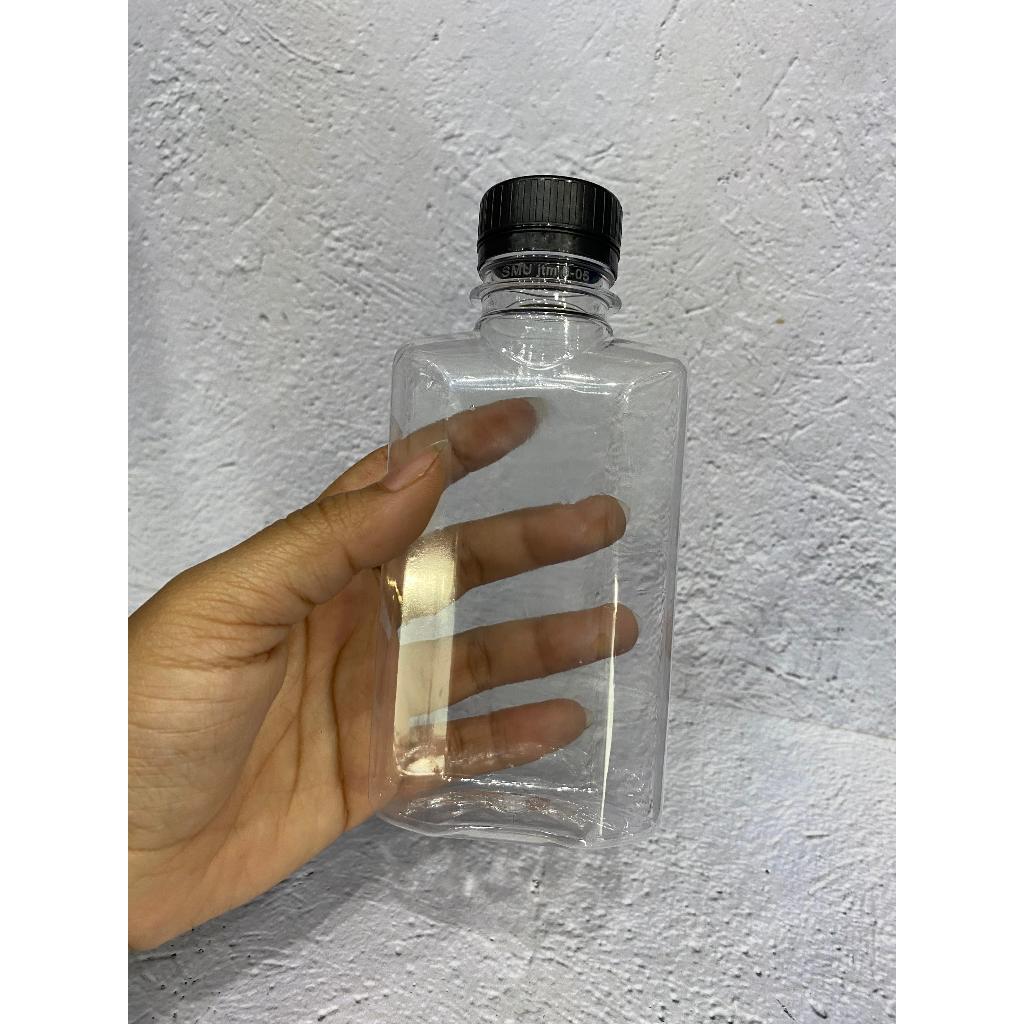 GROSIR Botol PLASTIK GEPENG / Botol Plastik JACK D 200ml LN / Botol murah tutup hitam dan putih