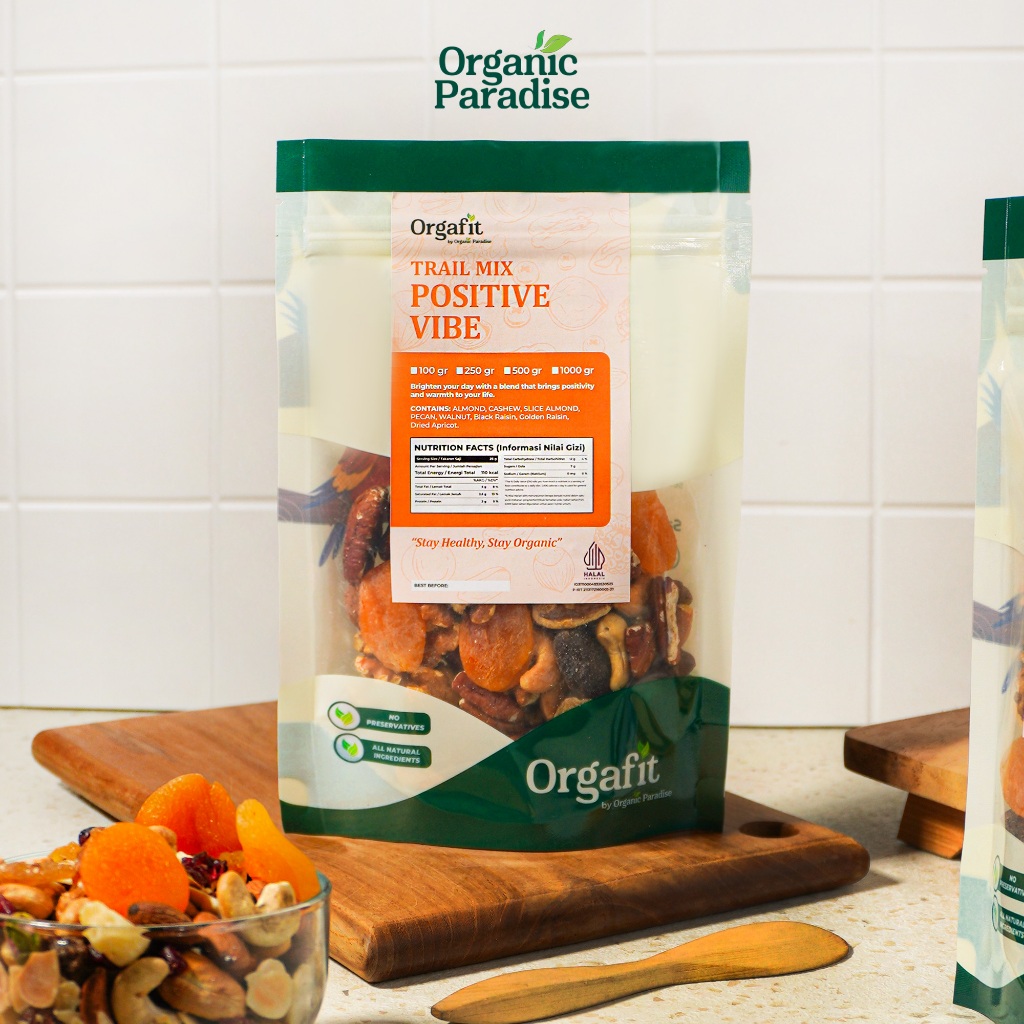 

Premium Trail Mix Nut Positive Vibe 250 gram / Kacang Mix Positive Vibe 250 gram Organic Paradise