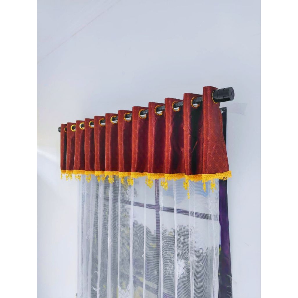 gorden poni rumbai mewah untuk pintu dan jandela