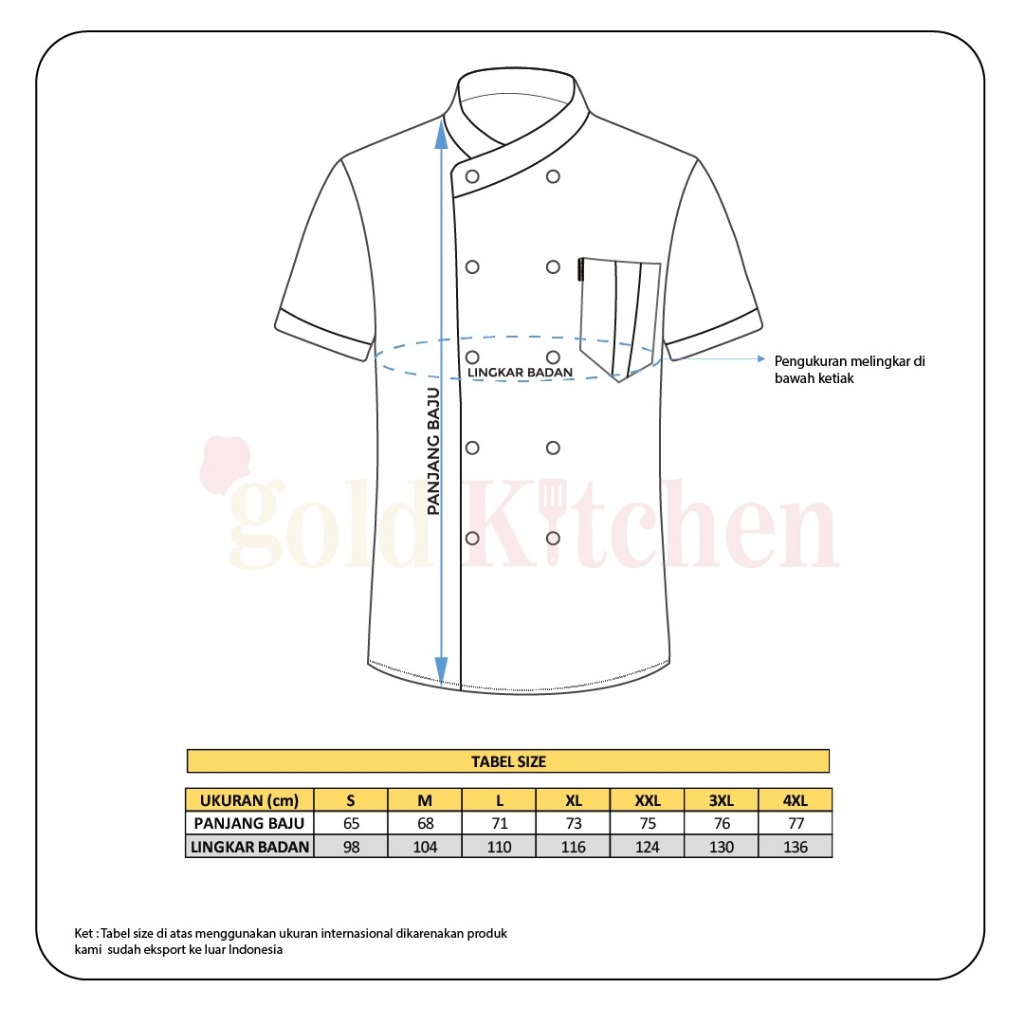PROMO Baju Chef Baju Koki Chef Jacket Baju Kitchen Sergam koki Lengan Panjang Pendek Pria Wanita