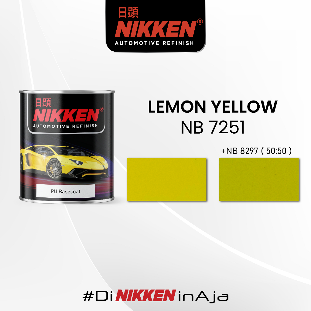 NIKKEN NB 7251 - Warna Solid - Cat PU Basecoat Motor Mobil - Lemon Yellow