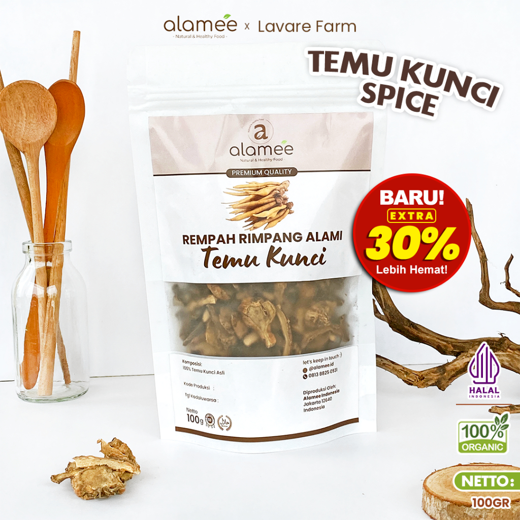

ALAMEE Temu Kunci Kering Fingerroot Rempah Rimpang Alami Iris Bumbu Seasoning Masakan Masak 100gr BUMA
