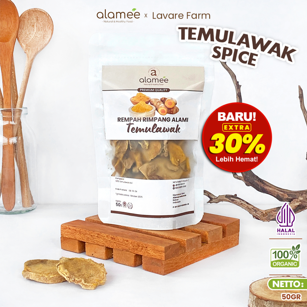 

ALAMEE Temulawak Kering Dried Curcuma Iris Rempah Organik Temu Lawak Bumbu Masakan Seasoning 50gr BUMA