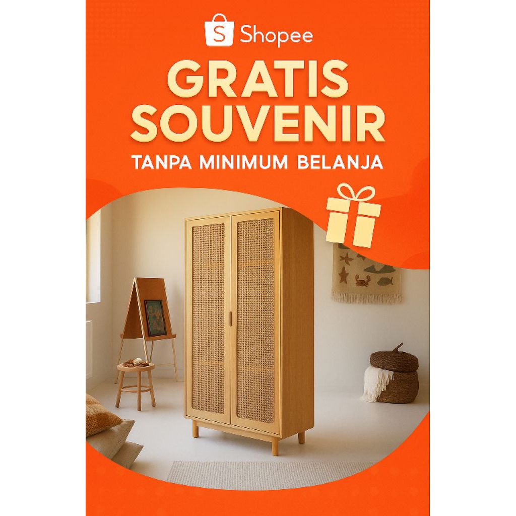 LEMARI KAYU RETRO| LEMARI KAYU MINIMALIS | LEMARI 2 PINTU