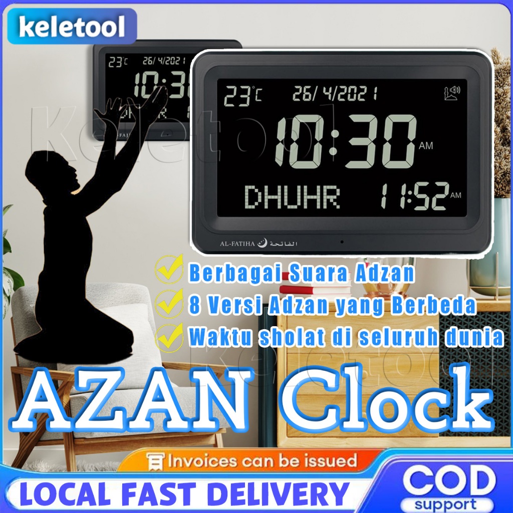 Jam Digital Adzan Al-Fajia Sholat  Islamic Azan Clock Digital Doa Muslim Jam Sholat Muslim 5 Waktu C