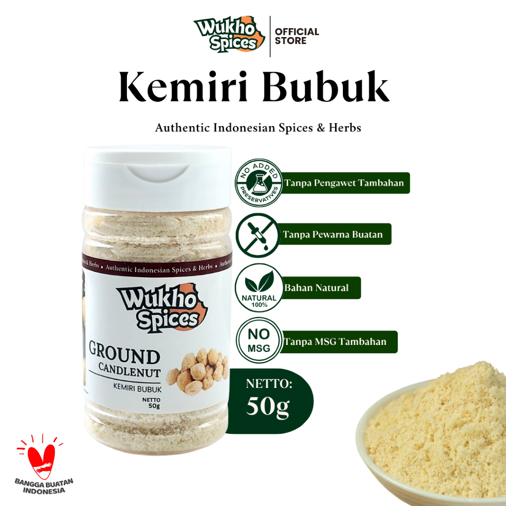 

Wukho Spices - Ground Candlenut / Kemiri Bubuk Bumbu Dapur