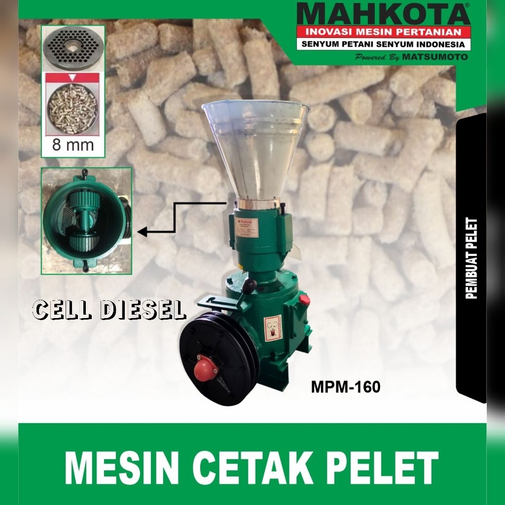 mesin pakan pelet ikan ,burung, ayam MAHKOTA MPM 160 terbaik