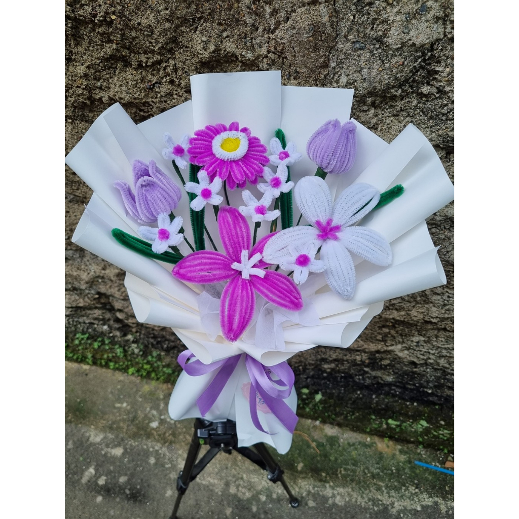 (READY STOK)  Buket Bunga Kawat Bulu / Buket Kawat Bulu / Buket Bunga Tulip Kawat Bulu/ Buket Bunga 