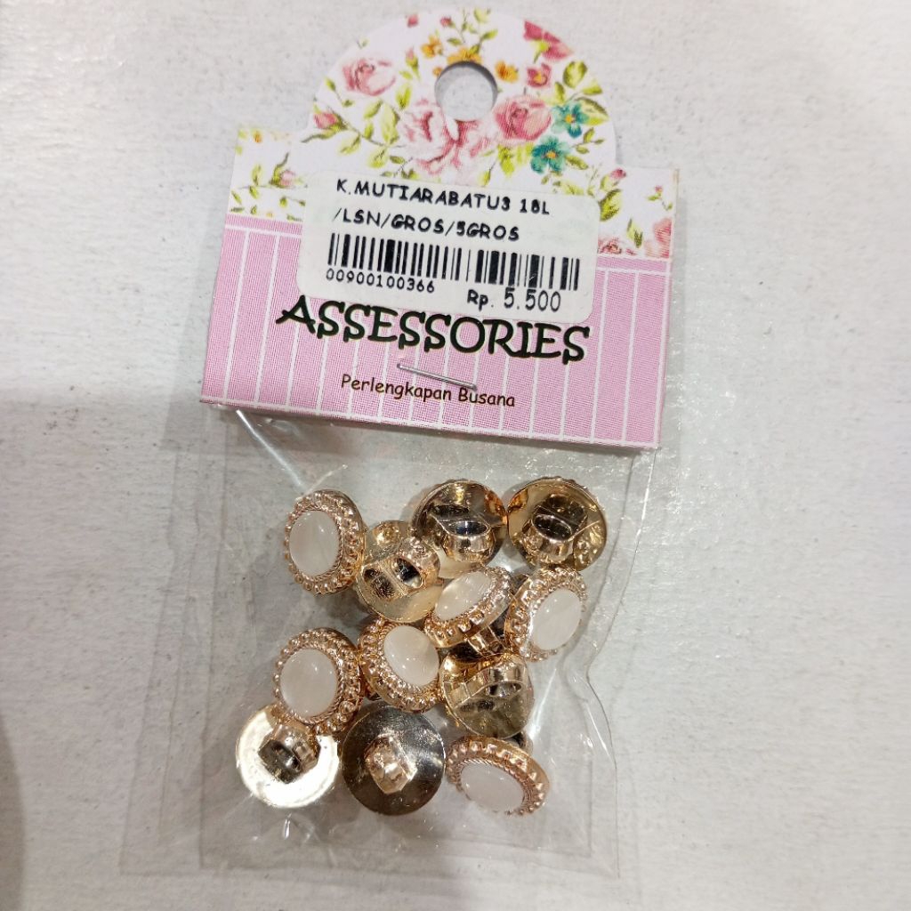 (12pcs) kancing mutiara batu3 | kancing mutiara 18L | kancing perlusin