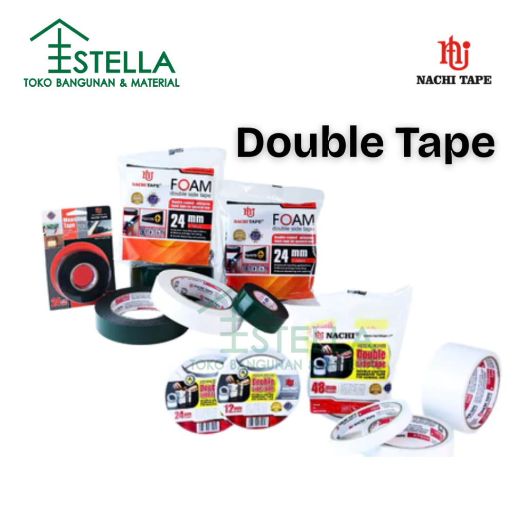 

Isolasi / Selotip Bolak-Balik / Double Tape Nachi 1/2 dan 1 Inch (12mm 24mm) x 10Yard / Double Tape FOAM NACHI 24mm x 5m