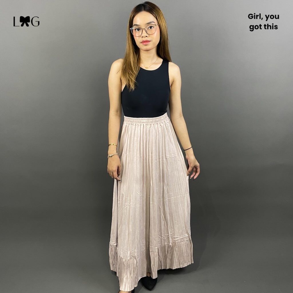 London Girl - Jenny Rok Panjang Plisket Suede / Rok Panjang Wanita / Celana Rok Wanita