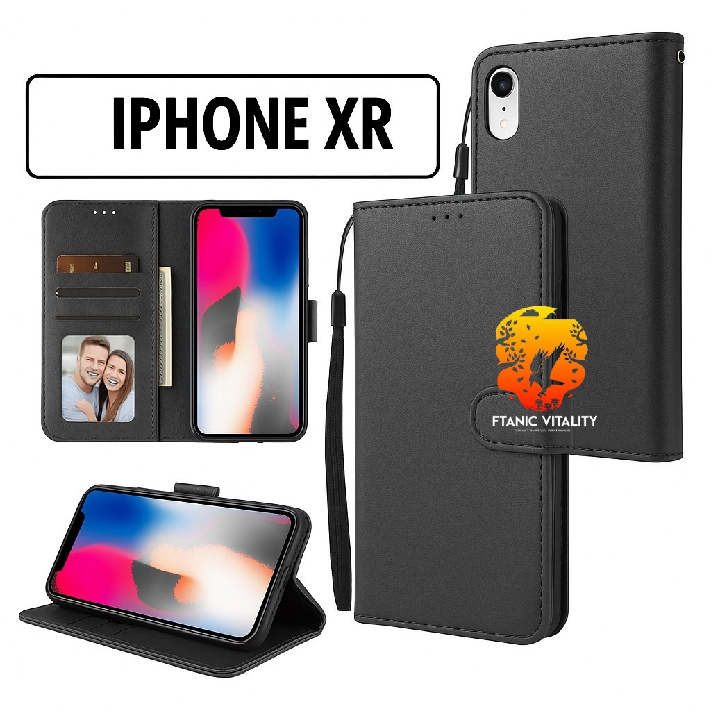 FLIP LEATHER CASING IPHONE XR CASE KULIT FLIP WALLET LEATHER DOMPET KULIT PREMIUM SARUNG BUKA TUTUP 