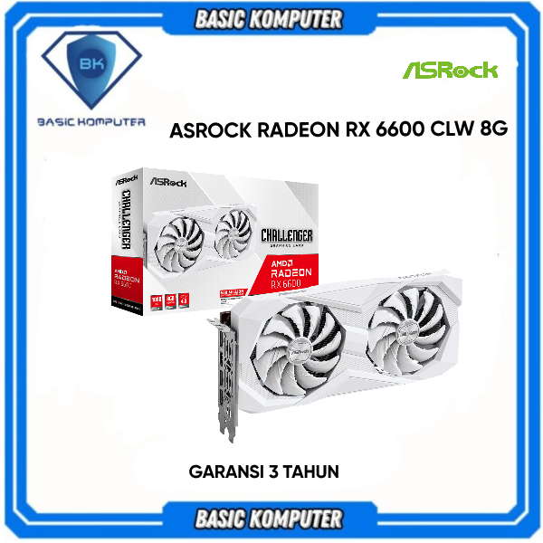 VGA ASRock Radeon RX 6600 CHALLENGER WHITE 8GB - RX6600 CLW 8G