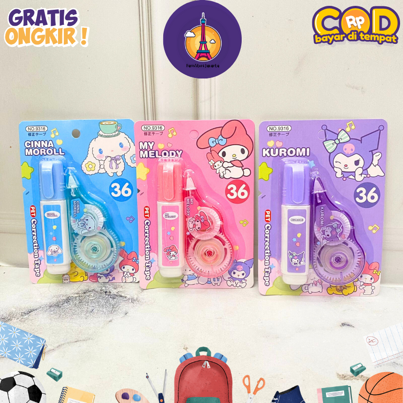 

Tipex Set Cair Kertas Warna Pastel Correction Tape 2 in 1 Tip ex Niall Correction Roll and Cair Motif Lucu Imut Terbaru