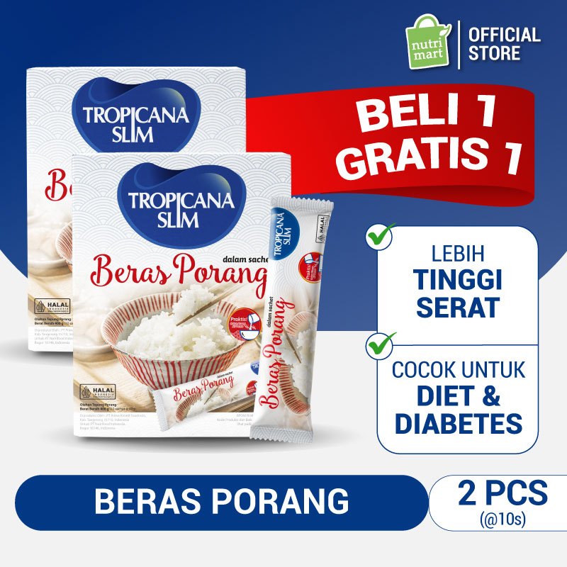 

PROMO BUY 1 GET 1 - Tropicana Slim Beras Porang Instant Box 10 sachet Konjac Rice Shirataki