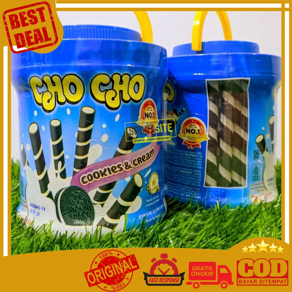 

Cho Cho Cookies & Cream Wafer Stick Roll 500gr Makanan Ringan Camilan Biskuit Kue Krim Astor Wafer Toples ChoCho Snack Cemilan Cookies Cream 500 gr
