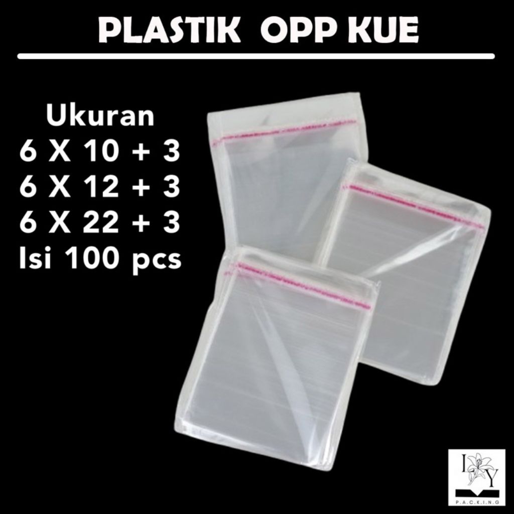 (ISI 100 PCS) Plastik OPP Seal Kue / Plastik Packing Bening / Plastik Opp Seal / Plastik OPP Lem 6x1