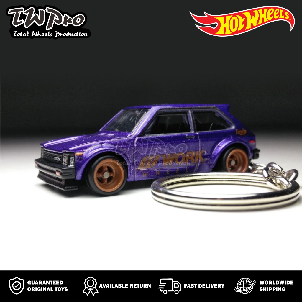 GANTUNGAN KUNCI HOT WHEELS Premium Ronin Run 81 Toyota Starlet KP61 - Purple - Ungu - KEYRING - KEYC