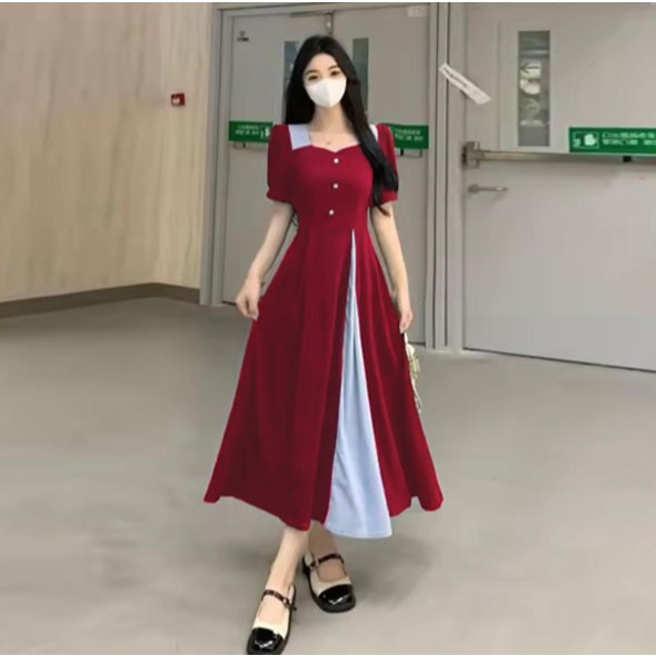 DRESS SASYA DRESS BAHAN CREPE BISA MELAR ADA TALI SAMPING LD 100CM MELAR SAMPAI LD120CM, PJ 107CM DR