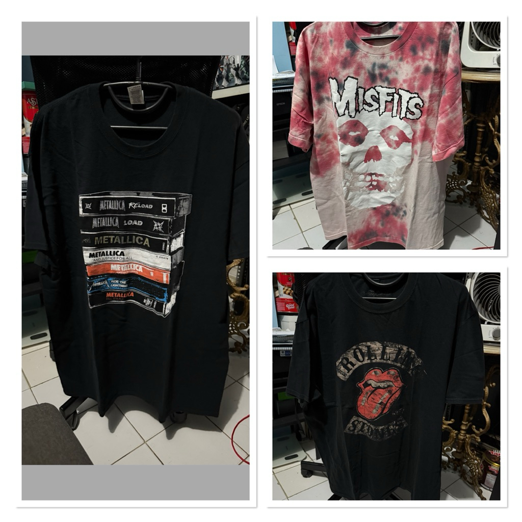 Tshirt Kaos Band Merch Metallica Misfits Rolling Stones Original