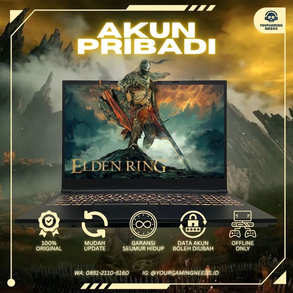 (Akun Pribadi) Elden Ring Game PC 100% Original Akun Steam Bukan Sharing Download Private Laptop