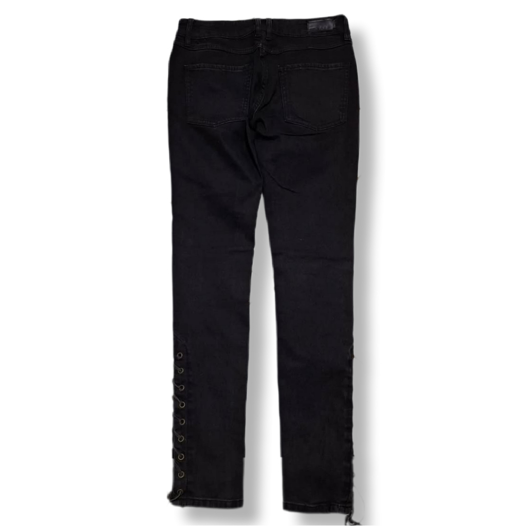 SANDRO PARIS SIDE LACED UP  CROPPED SKINNY JEANS BLACK LONG PANTS | CELANA PANJANG | GS
